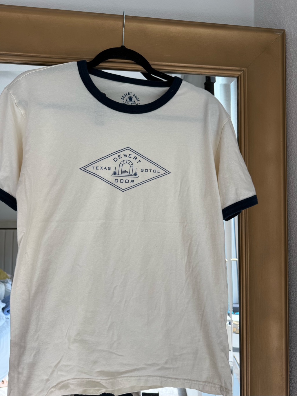Texas Ringer Tee - White With Navy Trim